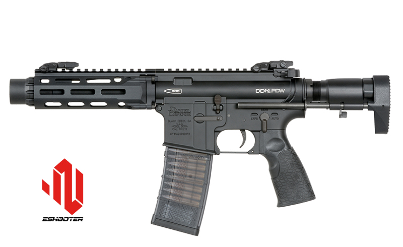 Daniel Defense DDM4 PDW SBR max. 0,5J AEG mit ESHOOTER ETU, Schwarz