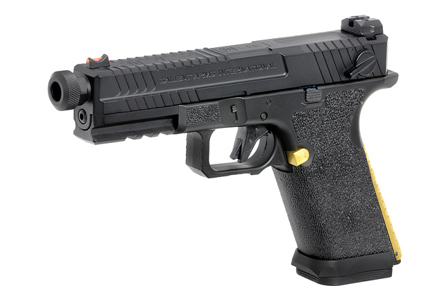 CYMA CM.135S AEP "SAI BLU - SALIENT ARMS INTERNATIONAL", schwarz/gold, S-Line mit JEFFTRON Mosfet MICRO