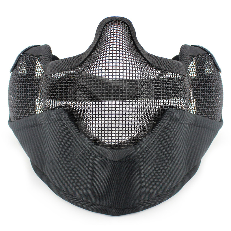 Basic Gittermaske mit Ohrenschutz (Schwarz)