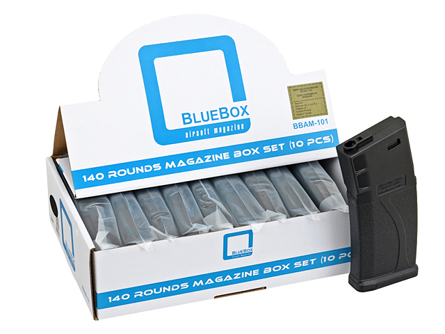 [10er Box] Guarder Bluebox 140rds Midcap-Magazine für 416/SCAR16/AR15, Schwarz