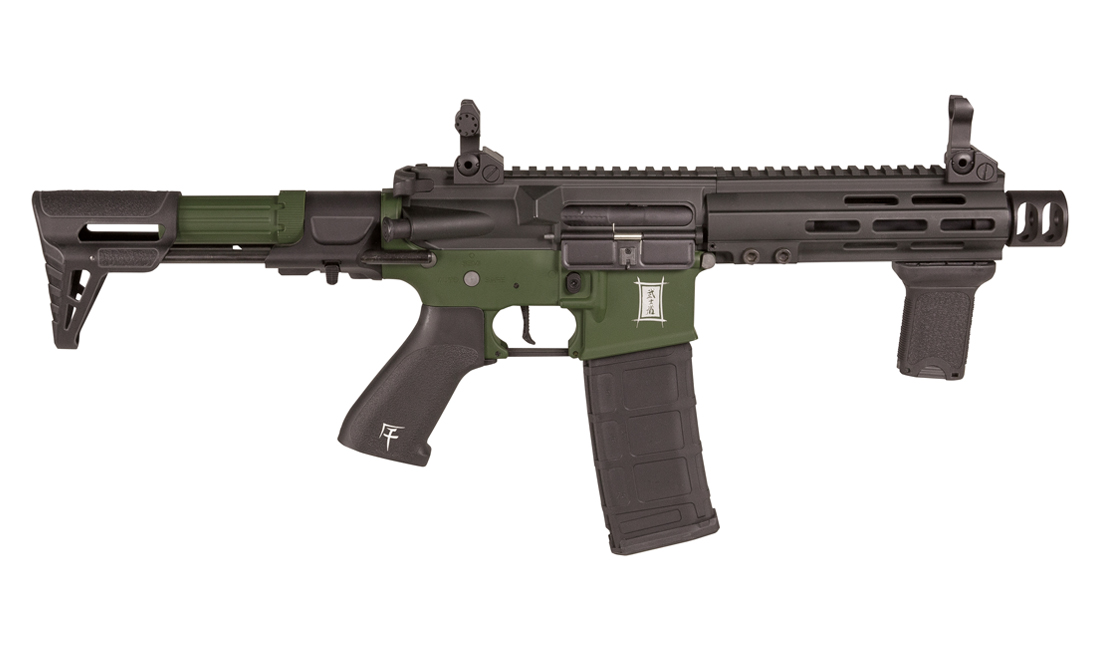 BUSHIDO REI S-AEG mit ETU, FSWS&Speedtrigger, MapleLeaf HopUp-Gummi, OD/BK (SAIGO DEFENSE)