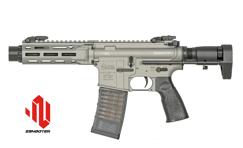 Daniel Defense DDM4 PDW SBR max. 0,5J AEG mit ESHOOTER ETU, Silbergrau 
