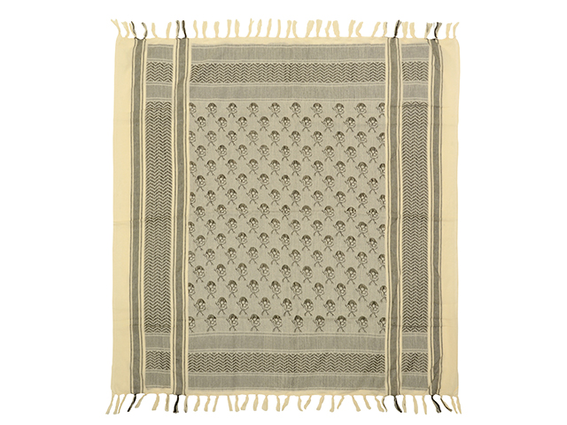 Pirate Skull Pattern Shemagh Scarf - Khaki [EM]