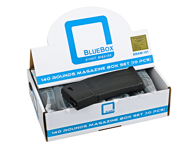 [10er Box] Guarder Bluebox 140rds Midcap-Magazine für 416/SCAR16/AR15, Schwarz