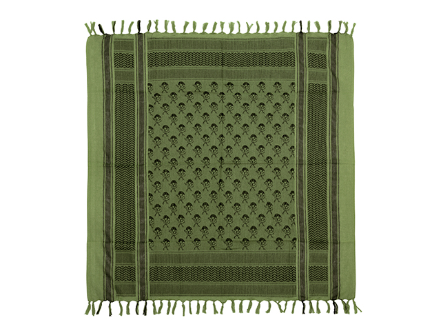 Pirate Skull Pattern Shemagh Scarf - Olive [EM]