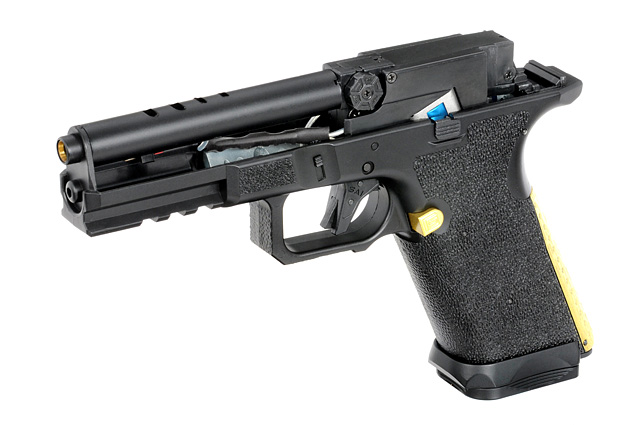 CYMA CM.135S AEP "SAI BLU - SALIENT ARMS INTERNATIONAL", schwarz/gold, S-Line mit JEFFTRON Mosfet MICRO