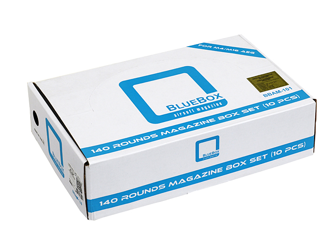 [10er Box] Guarder Bluebox 140rds Midcap-Magazine für 416/SCAR16/AR15, Schwarz