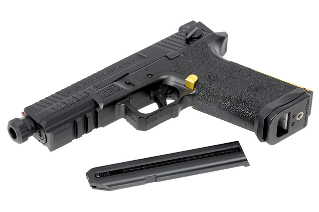 CYMA CM.135S AEP "SAI BLU - SALIENT ARMS INTERNATIONAL", schwarz/gold, S-Line mit JEFFTRON Mosfet MICRO
