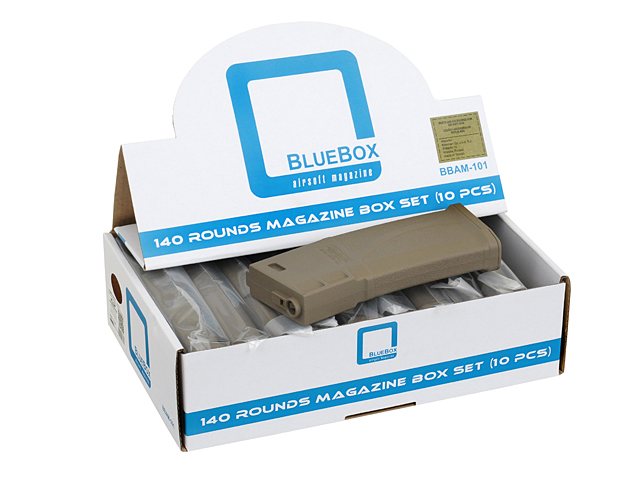 [10er Box] Guarder Bluebox 140rds Midcap-Magazine für 416/SCAR16/AR15, TAN