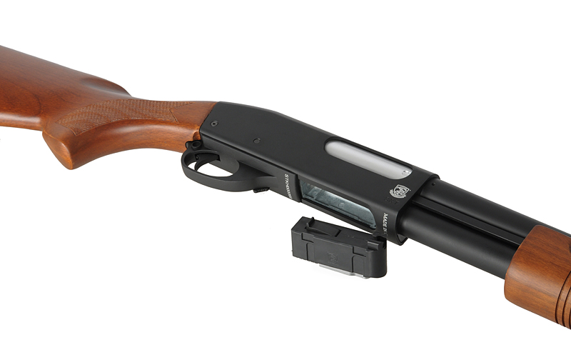 ST870 Pump Action Shotgun max. 0,5J Federdruck, Echtholz, lange Version