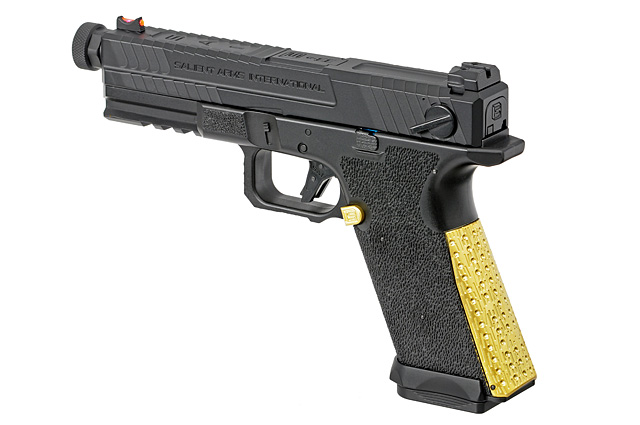 CYMA CM.135S AEP "SAI BLU - SALIENT ARMS INTERNATIONAL", schwarz/gold, S-Line mit JEFFTRON Mosfet MICRO